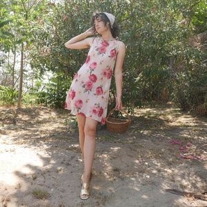 Cottagecore Pink Floral Slip Dress